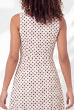 White Black Dot A-Line V-Neck Mini Graduation Dress with Ruffles
