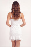 White Lace Bodycon Spaghetti Straps Mini Graduation Dress with Ruffles