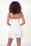 White A-Line Spaghetti Straps Floral Mini Graduation Dress