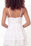 White A-Line Spaghetti Straps Floral Mini Graduation Dress