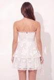 Off the Shoulder White A-Line Floral Ruched Mini Graduation Dress