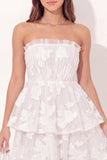 Off the Shoulder White A-Line Floral Ruched Mini Graduation Dress