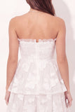 Off the Shoulder White A-Line Floral Ruched Mini Graduation Dress