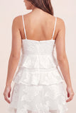 A-Line White Floral Tiered Mini Graduation Dress with Ruffles