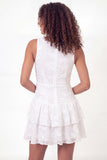 A-Line White Floral V-Neck Ruffled Mini Graduation Dress