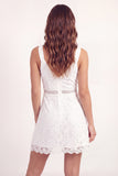 A-Line White Lace V-Neck Mini Graduation Dress