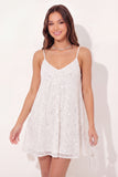 Sparkly A-Line White Sequins Spaghetti Straps Mini Graduation Dress