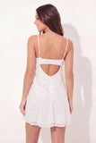 Sparkly A-Line White Sequins Spaghetti Straps Mini Graduation Dress