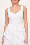 A-Line White Tiered Ruffled Mini Graduation Dress