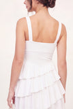 A-Line White Tiered Ruffled Mini Graduation Dress