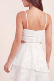 White Tiered A-Line Cut Out Floral Mini Graduation Dress