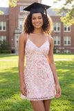 Sparkly Pink A-Line Sequins Mini Graduation Dress