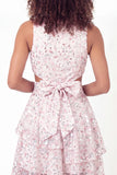Sparkly White Pink Flower A-Line V-Neck Sequins Mini Graduation Dress with Bow