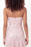 Sparkly Pink Sweetheart A-Line Sequins Mini Graduation Dress with Ruffles
