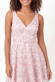 Sparkly Pink V-Neck A-Line Sequins Mini Graduation Dress