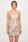 Tulle Floral Embroidered Yellow Mini Graduation Dress