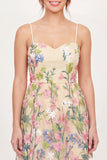 Tulle Floral Embroidered Yellow Mini Graduation Dress