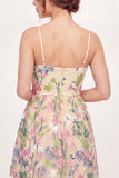 Tulle Floral Embroidered Yellow Mini Graduation Dress