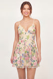 Tulle Floral A-Line Embroidered Yellow Mini Homecoming Dress