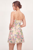 Tulle Floral A-Line Embroidered Yellow Mini Homecoming Dress