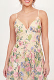 Tulle Floral A-Line Embroidered Yellow Mini Homecoming Dress