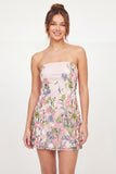 Tulle Strapless Floral Bodycon Embroidered Pink Mini Homecoming Dress