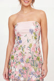 Tulle Strapless Floral Bodycon Embroidered Pink Mini Homecoming Dress