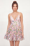 Floral Tulle A-Line Embroidered Pink Mini Homecoming Dress