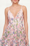 Floral Tulle A-Line Embroidered Pink Mini Homecoming Dress