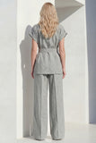 Grey Peak Lapel 2-Piece Women Suits with Belt