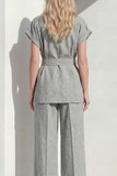 Grey Peak Lapel 2-Piece Women Suits with Belt