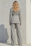 Grey Peak Lapel 2-Piece Women Suits with Belt