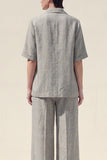 2-Piece Notched Lapel Grey Short Sleeve Women Suits