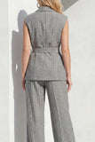 Grey Vertical Stripes 2-Piece Peak Lapel Women Suits