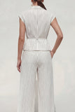 White Striped 2-Piece Notched Lapel Women Suits