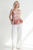 Pink One Button 2-Piece V Neck Printed Women Suits