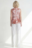 Pink One Button 2-Piece V Neck Printed Women Suits
