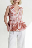 Pink One Button 2-Piece V Neck Printed Women Suits
