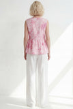 Pink One Button 2-Piece V Neck Printed Women Suits