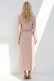 Blue Notched Lapel Long Sleeves 2 Piece Business Dress