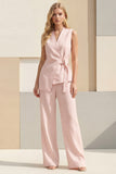 Light Yellow Shawl Lapel 2 Piece Business Suits with Sash