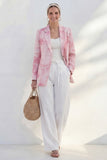 Blue Notched Lapel Single Breasted Slim Fit Women Suit