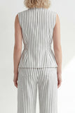 White Notched Lapel Stripe One Button Long Women Suit with Belt