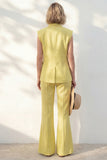 Yellow Shawl Lapel One Button Slim Fit Long Women Suit