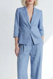 Dusty Blue Notched Lapel One Button Slim Fit Long Women Suit