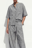 Grey Crew Neck Single Breasted Long Women Suit with Belt