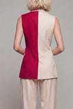 Notched Lapel ColorBlock Light Khaki 2 Piece Women Suits