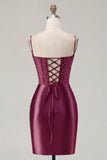 Navy Corset Satin Bodycon Embroidered Homecoming Dress