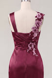 Navy Satin Ruched Embroidered Bodycon Homecoming Dress