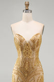 Sparkly Golden Bodycon Sweetheart Sequins Mini Homecoming Dress